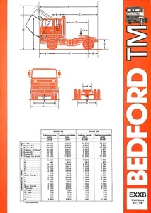 BEDFORD TRUCKS / TRACTEURS TM EXXB / FICHE TECHNIQUE de 1978 - Bild 1 von 2