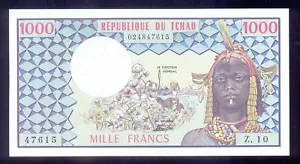 Chad 1000 Francs ND(1978) P3b UNC - Picture 1 of 2