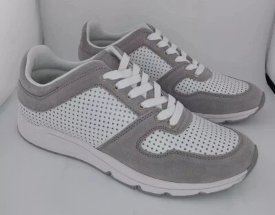 NEW SZ 8 Isaac Mizrahi Live White Gray ImHappening3 Leather Tennis Shoes Laser - Image 1 of 4