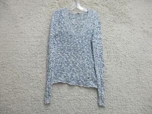 ROXY Sweater Large Youth Blue Hooie Pullover V Neck Stretch Pockets Logo Girls - Picture 1 of 11