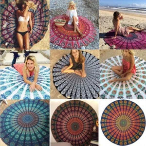 Boho Hippie Beach Mandala Round Tapestry Throw Yoga Mat Towel Indian Round New - Picture 1 of 12