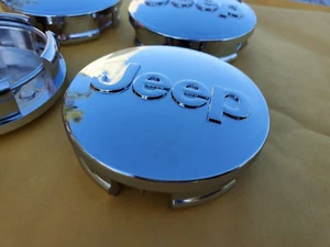 4x Jeep Chrome 63 mm Wheel Center Caps, Grand Cherokee-Wrangler-Compass... - Picture 1 of 5
