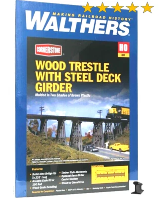 Walthers HO Scale ~ New 2025 ~ Trestle w/Deck Girder Bridge ~ Kit ~ 933-3147 - Image 1 of 2