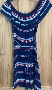 Oasis Blue Stripe Bardot Dress Size 8 ππ - Picture 1 of 3