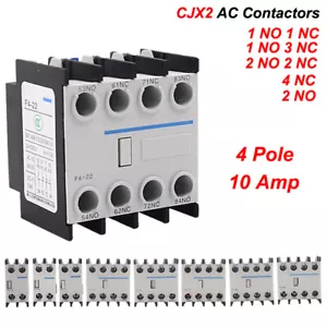 4 Pole AC Contactors Relays 10 Amp Din Rail Mount Normal Open/Normal Closed - Picture 1 of 20
