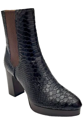 Donald Pliner Women's Zelda Snake Print Leather Bootie Drk Brown - Image 1 of 3