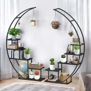 DanDiBo Plateau pour Fleurs Indoor 170 CM Haut Métal Noir Rond 96586 Escaliers - Photo 1/9