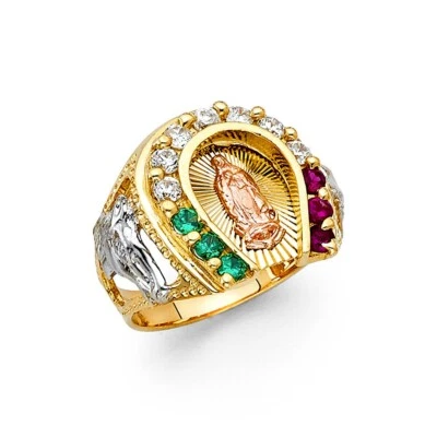 Anillo para hombre de circonitas cúbicas de oro tricolor 14K Foto 1 de 3