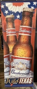 Texas Vinyl Budweiser Wild On Sign Banner 59”x22” Bar Beer Advertisement - Picture 1 of 8