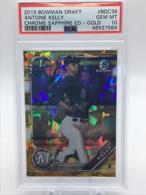 2019 Bowman Draft Antoine Kelly Gold Sapphire Edition #01/15 PSA 10 POP 1! - Image 1 of 2