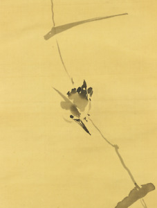 樋口探月 Higuchi Tangetsu Japanese Hanging scroll / Kingfisher on Reed with Box A310