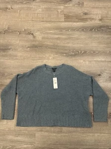 Eileen Fisher Crew Neck Box Top Women’s Large Cashmere Blend Blue - Picture 1 of 8