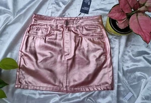 Light Pink Modern Coated Denim Skirt Size 8, 10, 12, 14 New with Tags - Picture 1 of 18