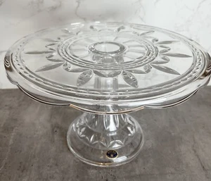Cake Stand Bohemia 24% Lead Crystal Czech Republic Pedestal Cake Plate Gorgeous! - Picture 1 of 11
