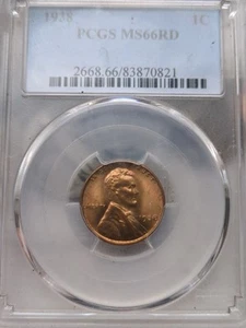 1938 RED PCGS MS-66 Lincoln BU coin uncirculated cent Whole Set Listed - Bild 1 von 4