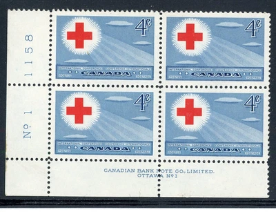 CANADÁ 1952 COMO NUEVO NH #317, CRUZ ROJA, BLOQUE DE PLACA INFERIOR IZQUIERDA ¡Nº 1!! XX89 Foto 1 de 2