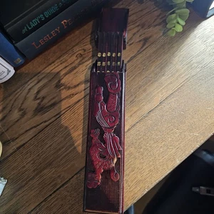 Traditional Chinese wooden chopsticks in a decorative case.  Beautiful Red Wood - Picture 1 of 8