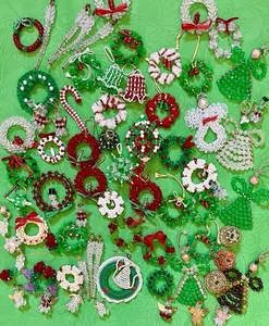 Riesiges Set 75 Vintage 60er Weihnachten handgefertigte Perlen Ornamente-Engel, Kranz, Glocke, Eiszapfen - Bild 1 von 20