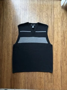 Vintage Banana Republic Weste Herren XL schwarz und grau Strick ärmellos Pullover Y2K - Bild 1 von 2