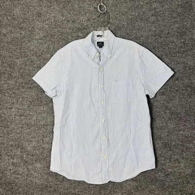 J Crew Mens Seersucker Button Up Shirt Size Medium Slim Fit Striped Preppy - Image 1 of 4
