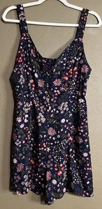 American Eagle marineblau Blumenmuster Tank Shorts Strampler Damengröße Medium " - Bild 1 von 8