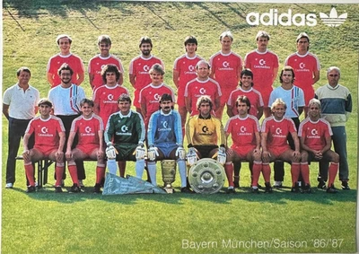 Bayern München Adidas Mannschaftskarte 1986/87  Bayern München Mannschaftsbild - Bild 1 von 2