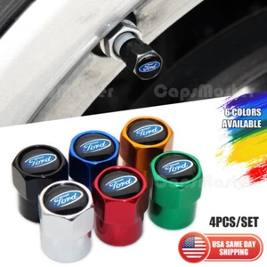 Hex Ford Logo Emblem Car Wheels Tire Air Valve Caps Stem Dust Cover Sport Gift - Picture 1 of 10