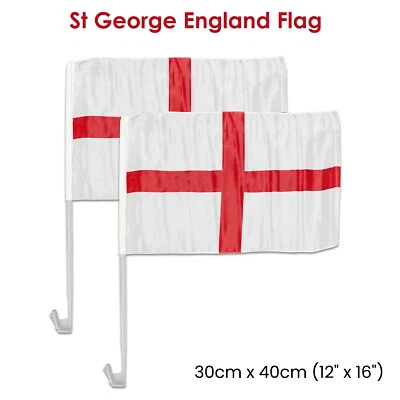 ENGLAND CAR FLAGS FOR CAR WINDOW WORLD CUP ST GEORGE CROSSED CAR FLAG UK SELLER - Image 1 of 4