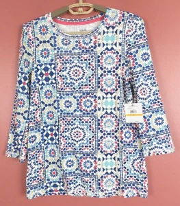 TB10164-NWT RAFAELLA Weekend Woman Cotton Modal Tunic 3/4 Sleeve Beaded SP $44.5 - Picture 1 of 8