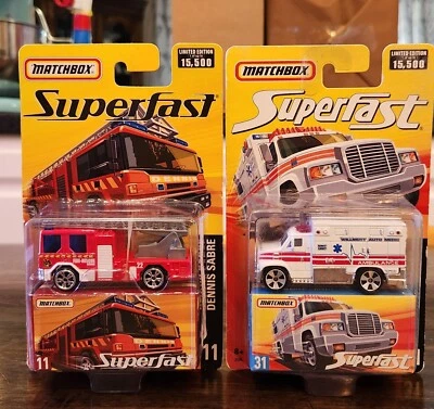Matchbox Superfast #11 Dennis Sabre Fire Truck Red 2004 & Ambulance #31. #2 - Image 1 of 4