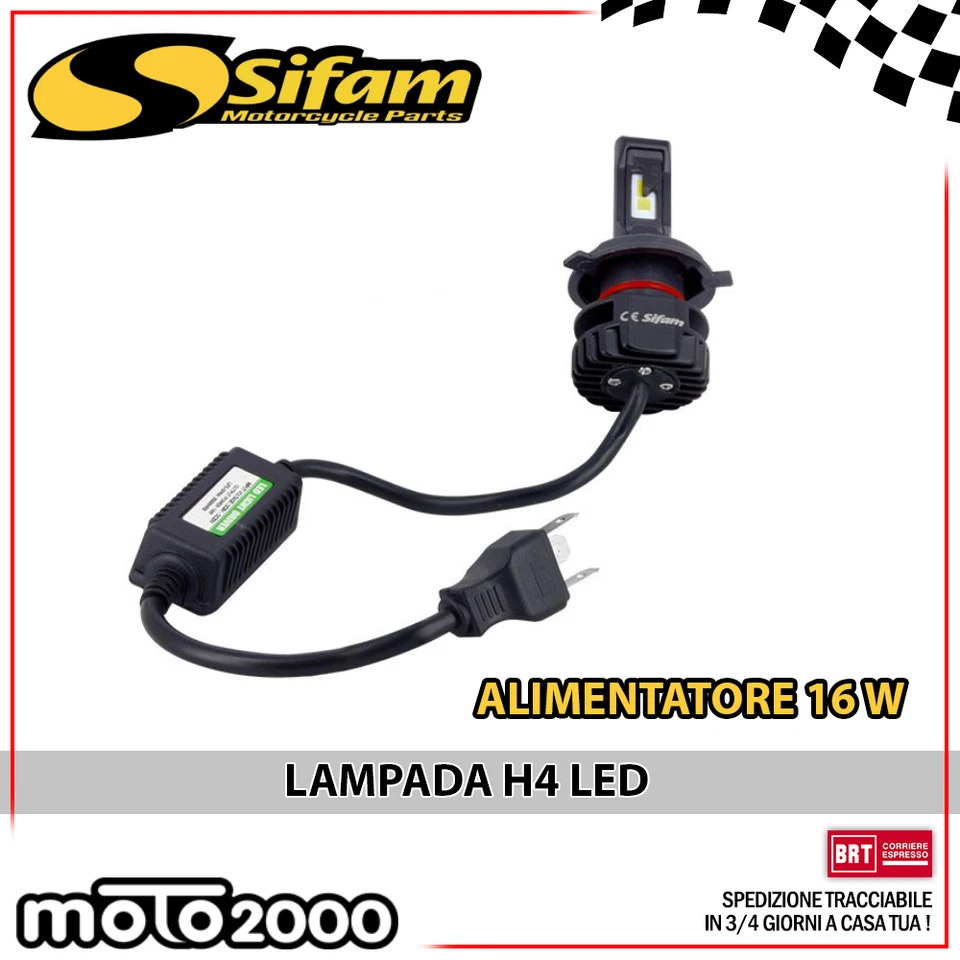 Sifam Lampadina H4 LED con Alimentatore 16W/2200/ Lumens - Nero