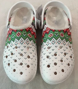 Crocs Unisex-Adult Classic Lined Holiday Clogs US Size 13 M White Sweater NEW - Picture 1 of 12