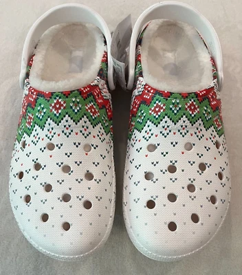 Crocs Unisex-Adult Classic Lined Holiday Clogs US Size 13 M White Sweater NEW - Image 1 of 4
