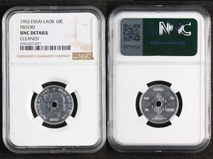 1952 ESSAI LAOS 10C PIEFORT NGC UNC DETAILS - Picture 1 of 5