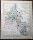 ok. 1845 Oxfordshire Oxford J&C Walker Railways GWR, Ox & Bletchley itp. Antyczna mapa