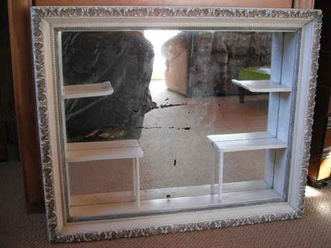 Mid Century large  Mirrored wall curio/shelf /Shabby Chic /Retro Cover