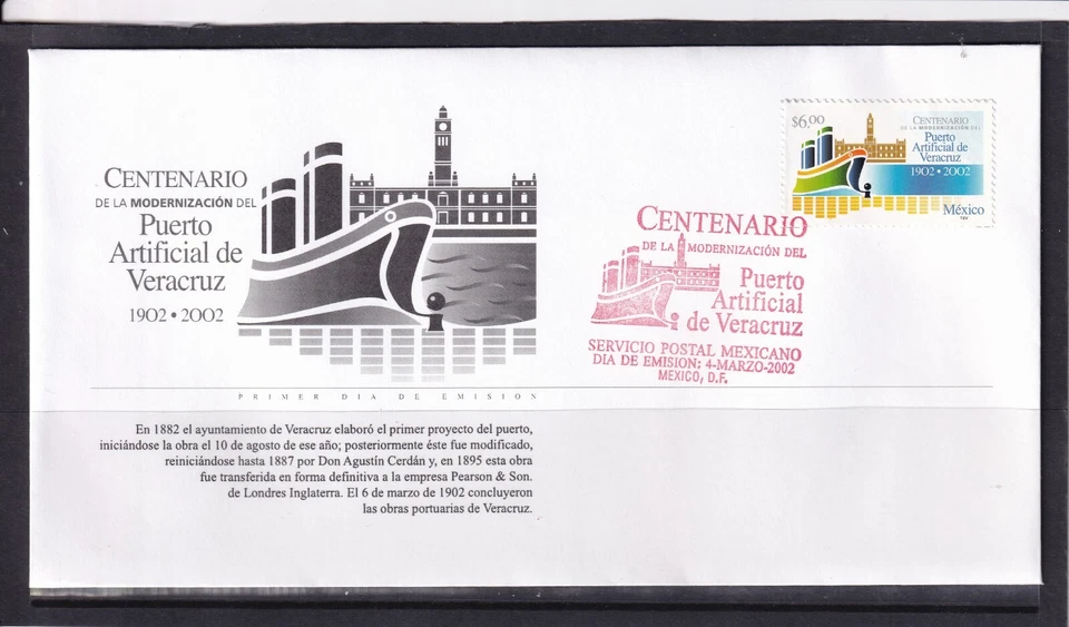 maj40 México 2002 Veracruz puerto modernización, Sc#2276 Mc#2984 FDC Foto 1 de 1