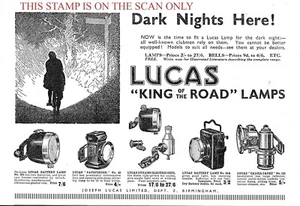 1932 Advert LUCAS King of the Road Range of Bicycle Lamps (5) Print Ad 708/148 - Picture 1 of 1