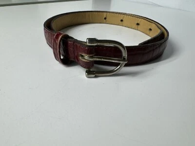 TlS the leather shop Red Wine Color Snake Embossed Leather Belt Size S Italy - Image 1 of 4