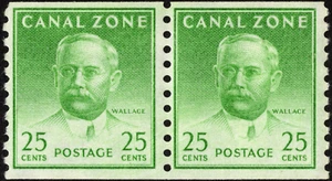 Canal Zone Stamp Scott # 162 Mint NH Coil Pair- 25 Cents Yellow Green Wallace - Picture 1 of 1
