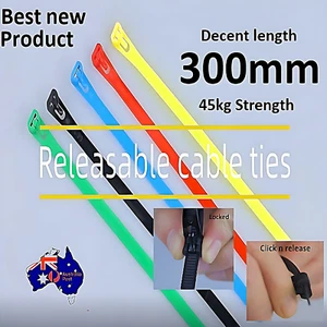 CABLE TIES 30CM LONG REUSABLE MANY TIMES "Push Button release" Best New Product" - Picture 1 of 7