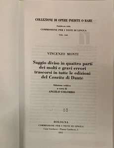 Saggio sul Convito di Dante Vincenzo Monti Angelo Colombo CTL - Picture 1 of 2