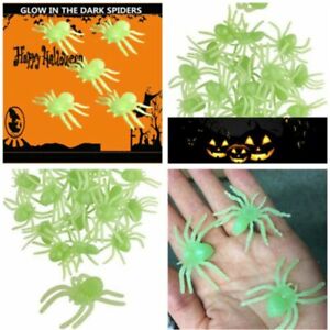 KIDS TOYS PARTY BAG FILLERS GLOW IN THE DARK SPIDERS HALLOWEEN DECOR 100PCS 5cm
