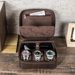 Luxus Reise Uhrenetui Echtleder Tragbar Schmuck Sonnenbrille Uhren Box - Bild 1 von 16