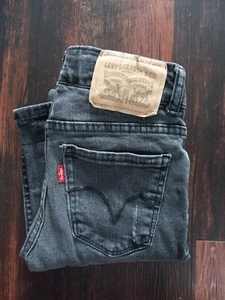 Levi's Girls' Distressed Boyfriend Fit Skinny Jeans Black Adj Waist Size 7 - Picture 1 of 9