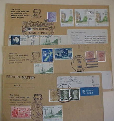 COOK MIXED GREAT BRITAIN 1982 X 3 TO USA Cover