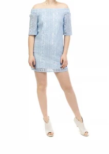 $390 ANNARITA N Womens New S M 2 4 42 Blue Lace Floral Short Sleeve Sheath Dress - Picture 1 of 12