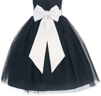 Атласный предварительно сформированный бант регулируемый пояс белый L/девочек 7-12 - Изображение 1 из 4