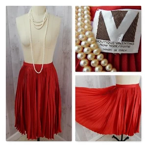 Stunning Vintage Valentino Boutique Skirt~Deep Ruby Red Accordion Pleated Small - Picture 1 of 11