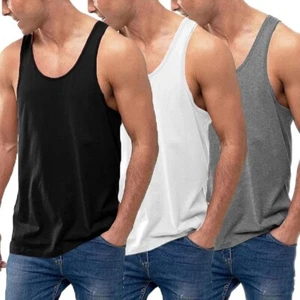 Men's 100% Cotton Vest Classic Slim Fit Summer Undershirt Tank Tops Pack of 1/2 - Picture 1 of 10